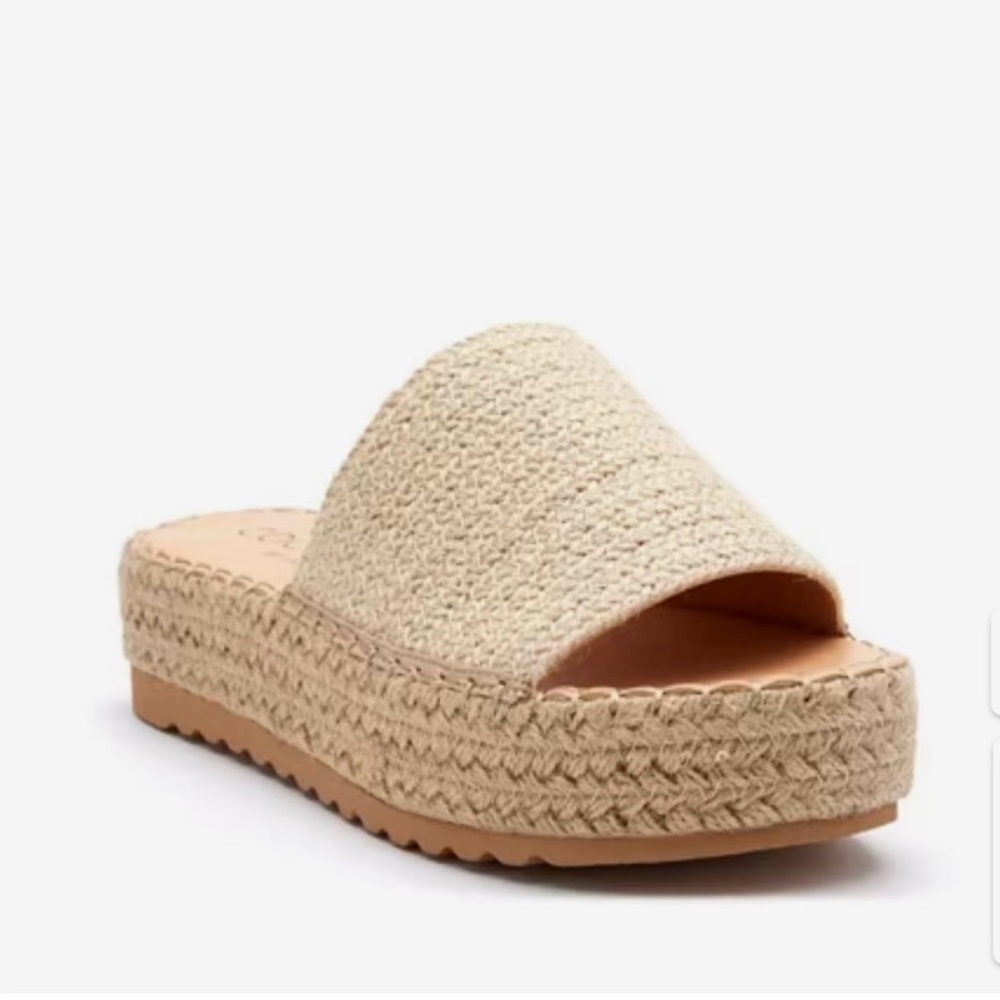 New! Matisse Women's Beige Espadrille Slide Sandals